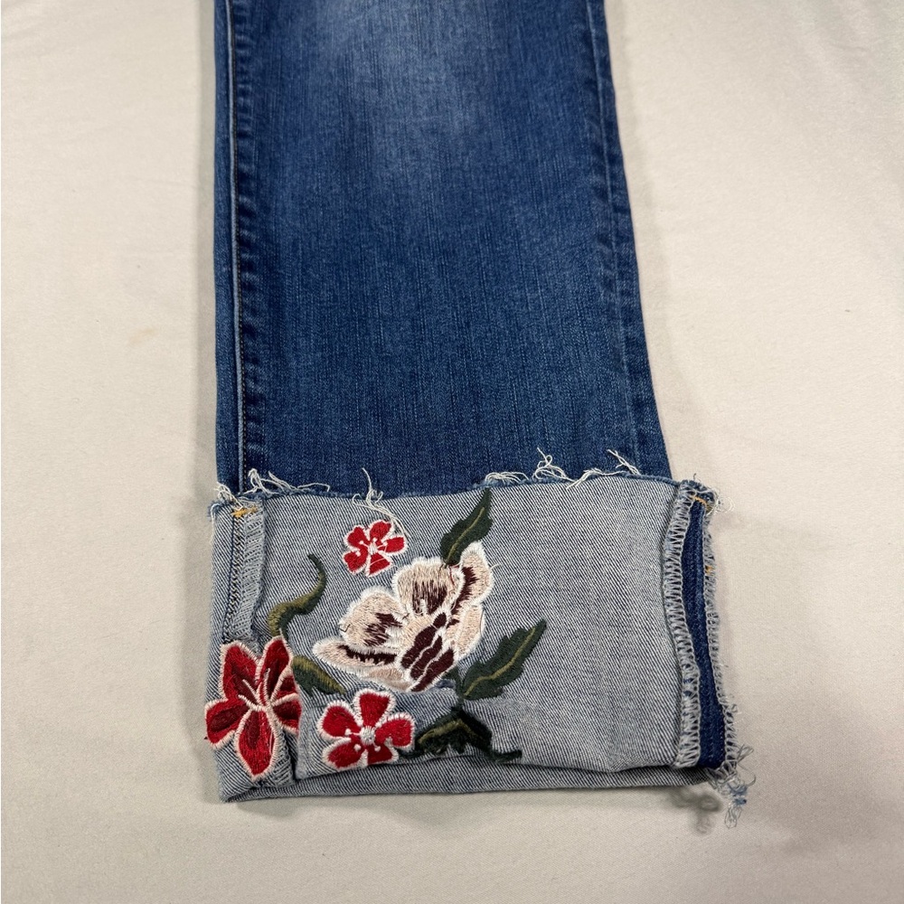 Back in the Saddle Size 16 Stretch Jeans Floral Embroidered Cuff - Picture 7 of 13